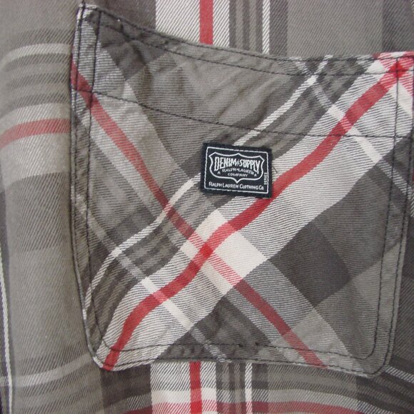 Ralph Lauren Denim & Supply Plaid Shirt Western Brown Tan Red XXL Extra Large - Picture 6 of 13